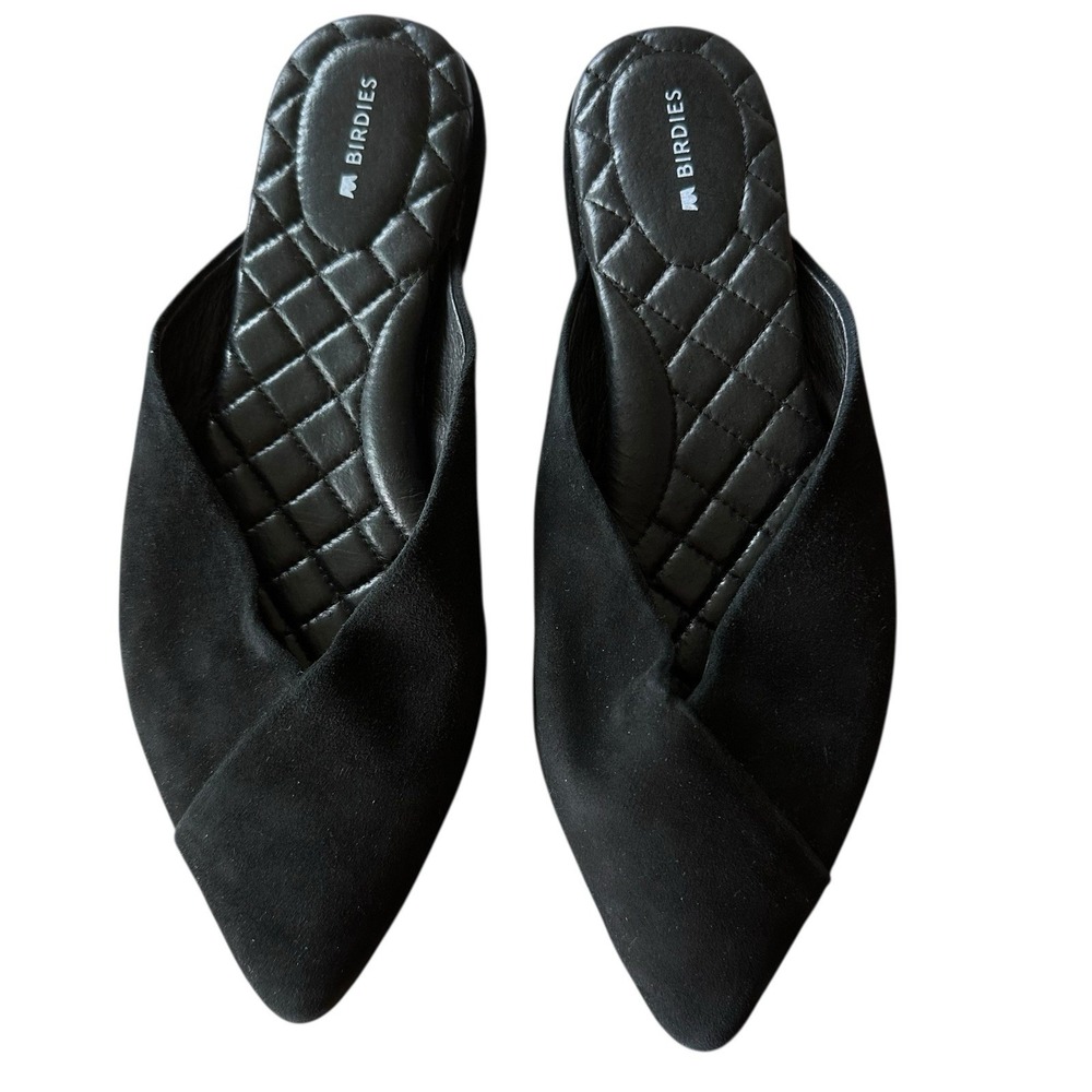 Birdies Size 7.5 Swan Mule Black Suede Slip On‎ Women's